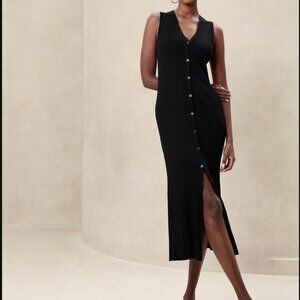Banana Republic Sleeveless black midi dress
